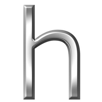 3d silver letter h isolated in white