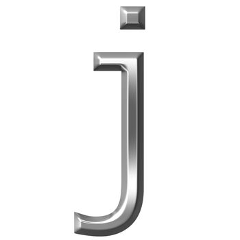 3d silver letter j isolated in white