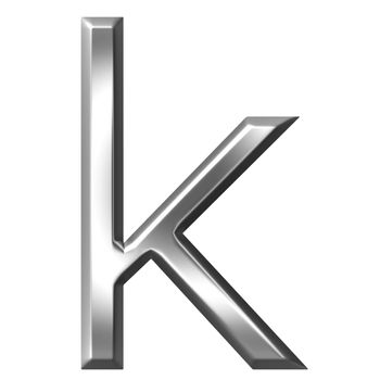 3d silver letter k isolated in white