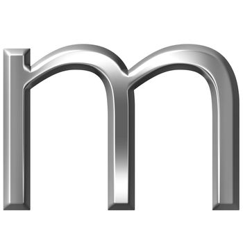 3d silver letter m isolated in white