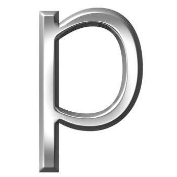 3d silver letter p isolated in white