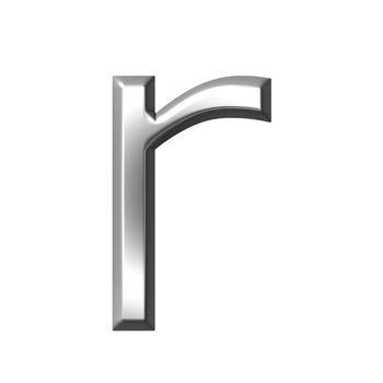 3d silver letter r isolated in white