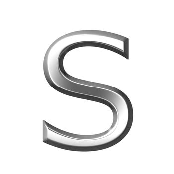 3d silver letter s isolated in white