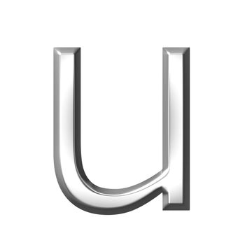 3d silver letter u isolated in white