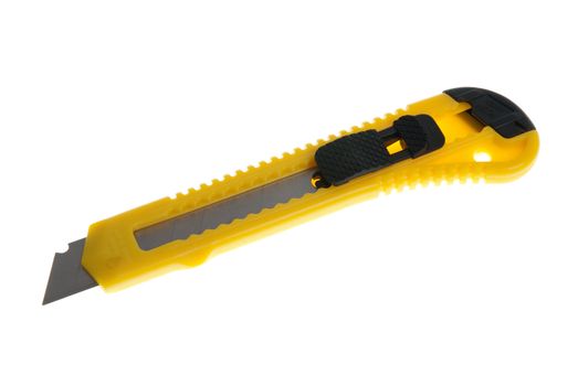 Yellow and black knife isolated on white background.