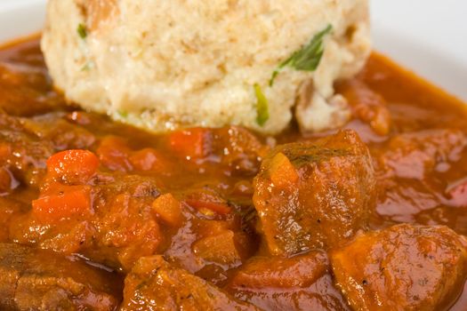 hungarian goulash and a bread dumpling