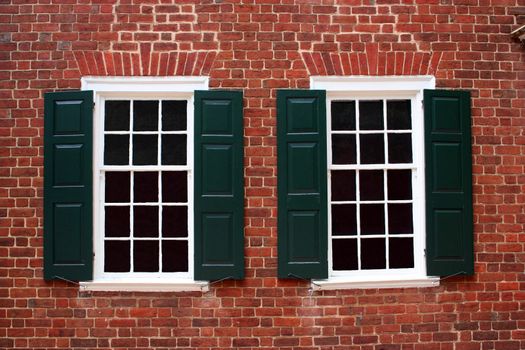 Windows on a building built in the late 1700s.