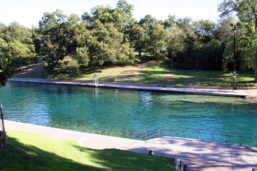 A nice shot of Barton Springs pool in downtown Austin, Texas.