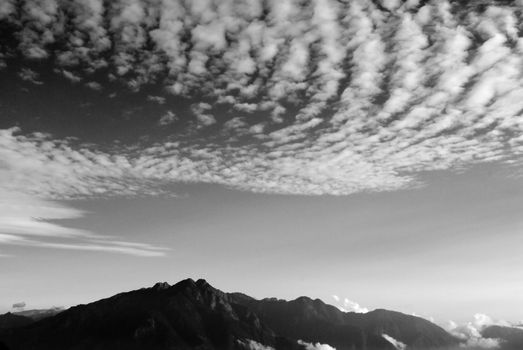 Taiwan Nation Park's high mountain with the beautiful clouds.