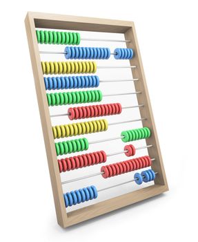 Colorful wooden abacus; 3D rendered image.
