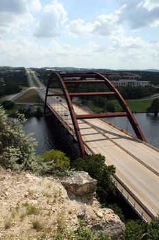 The Austin 360 bridge from an artistic view.