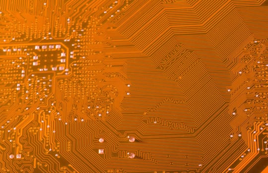 orange circuit board macro shot