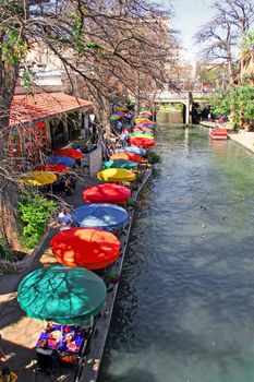 the San Antonio riverwalk and its many colorful sites