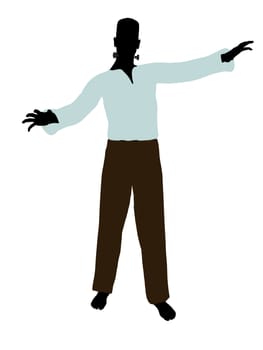 Frankenstein  halloween silhouette illustration on a white background