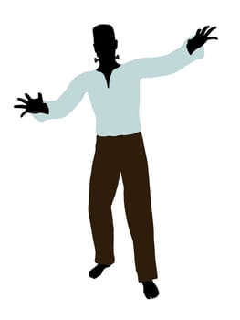Frankenstein  halloween silhouette illustration on a white background