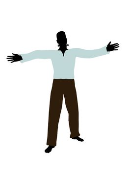 Frankenstein  halloween silhouette illustration on a white background