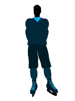 Male hockey player art illustration silhouette on a white background