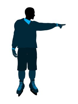 Male hockey player art illustration silhouette on a white background