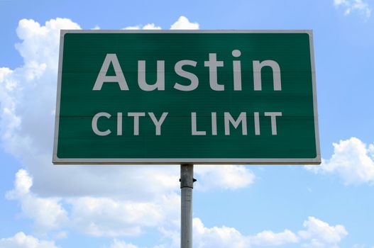 An Austin City Limit road sign close up.