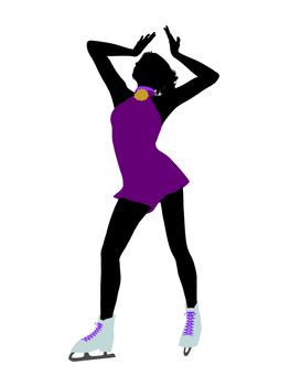 Female ice skater art illustration silhouette on a white background