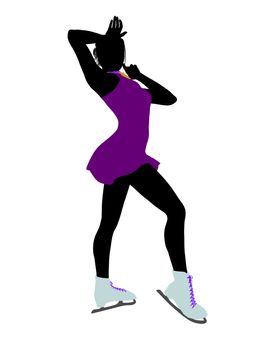 Female ice skater art illustration silhouette on a white background