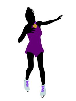 Female ice skater art illustration silhouette on a white background