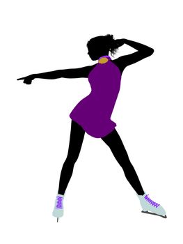 Female ice skater art illustration silhouette on a white background