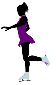 Female ice skater art illustration silhouette on a white background