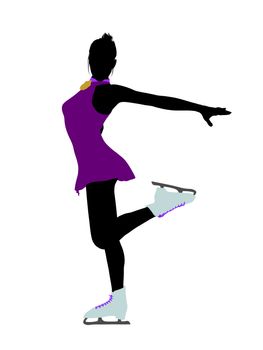 Female ice skater art illustration silhouette on a white background