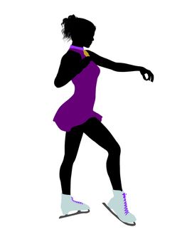 Female ice skater art illustration silhouette on a white background