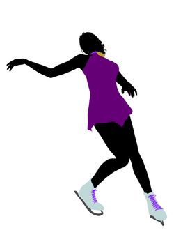 Female ice skater art illustration silhouette on a white background