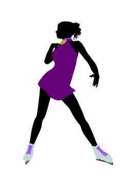 Female ice skater art illustration silhouette on a white background