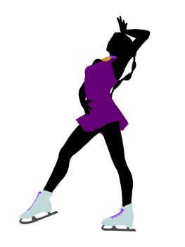 Female ice skater art illustration silhouette on a white background