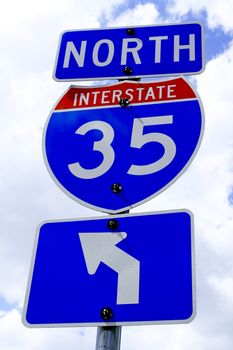 A highway 35 road sign in Texas.