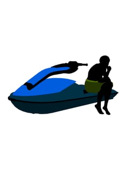 Male jetskier art illustration silhouette on a white background