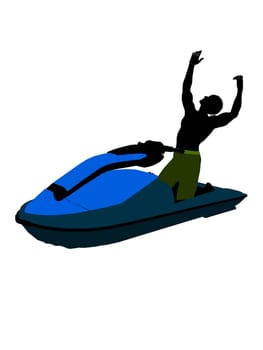 Male jetskier art illustration silhouette on a white background
