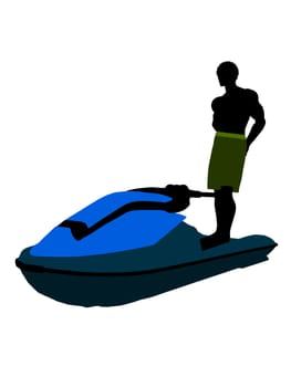 Male jetskier art illustration silhouette on a white background