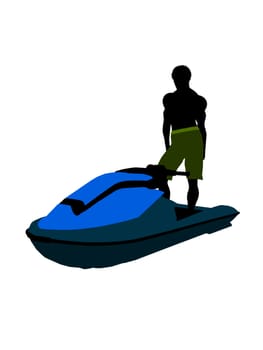 Male jetskier art illustration silhouette on a white background