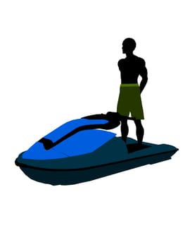Male jetskier art illustration silhouette on a white background