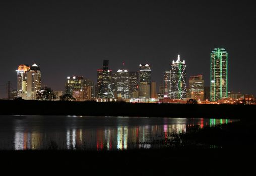 Downtown Dallas, Texas at night.