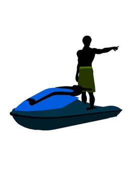 Male jetskier art illustration silhouette on a white background