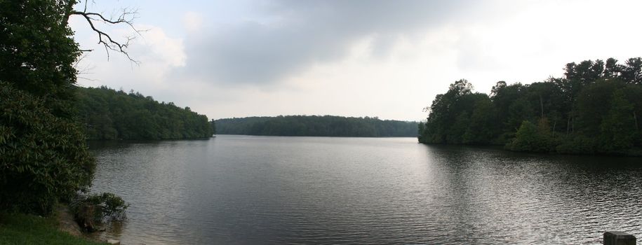 3 shots stiched to make a nice panoramic picture of a lake in the Smokey Mountains