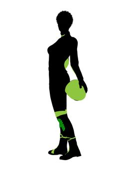 African american female motorcycle rider art illustration silhouette on a white background