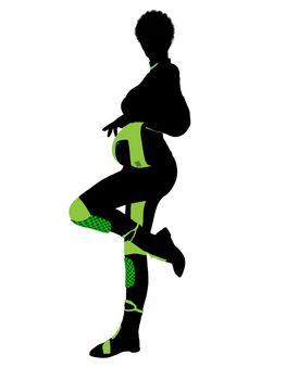 African american female motorcycle rider art illustration silhouette on a white background