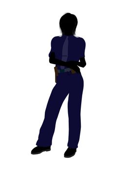 Female police officer silhouette illustration on a white background