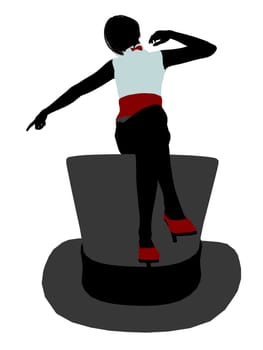 Female sitting on a top hat art illustration silhouette on a white background