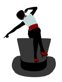 Female sitting on a top hat art illustration silhouette on a white background
