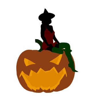 Sexy halloween witch silhouette illustration on a white background