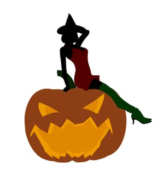 Sexy halloween witch silhouette illustration on a white background