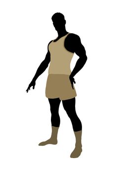 Male model wearing underwear illustration silhouette on a white background